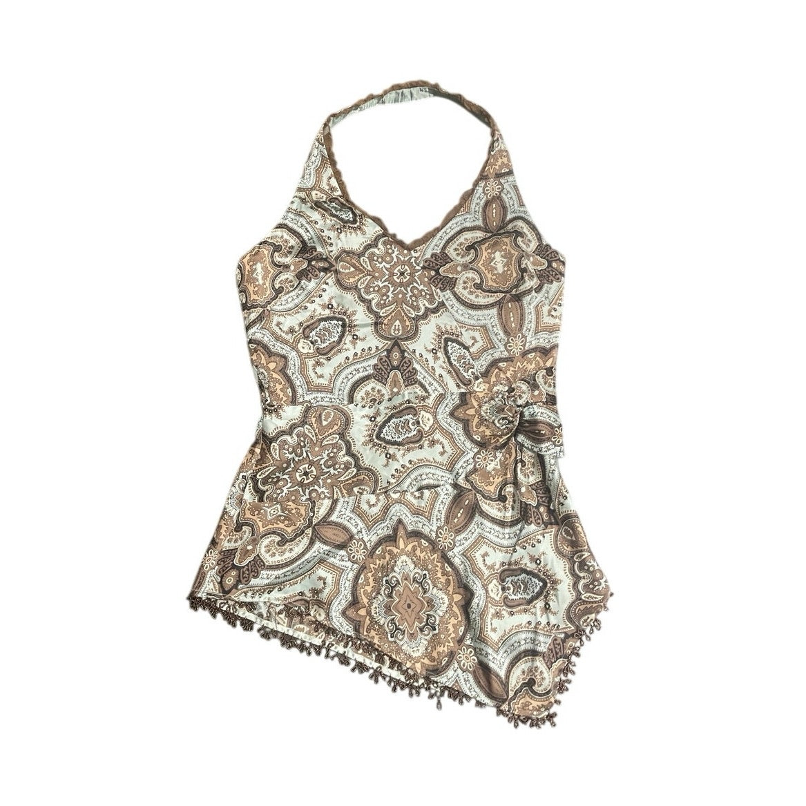 Vintage Laundry by Shelli Segal Silk Halter Top SZ M Y2K Whimsigoth Bohemian 90s