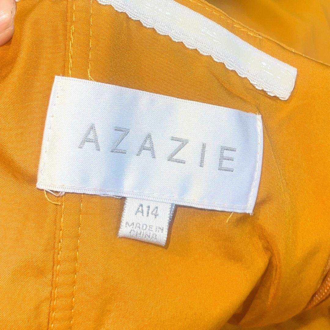 AZAZIE Formal Evening Gown Dress V-Neckline Slit Bridesmaid Prom Wedding SZ 12