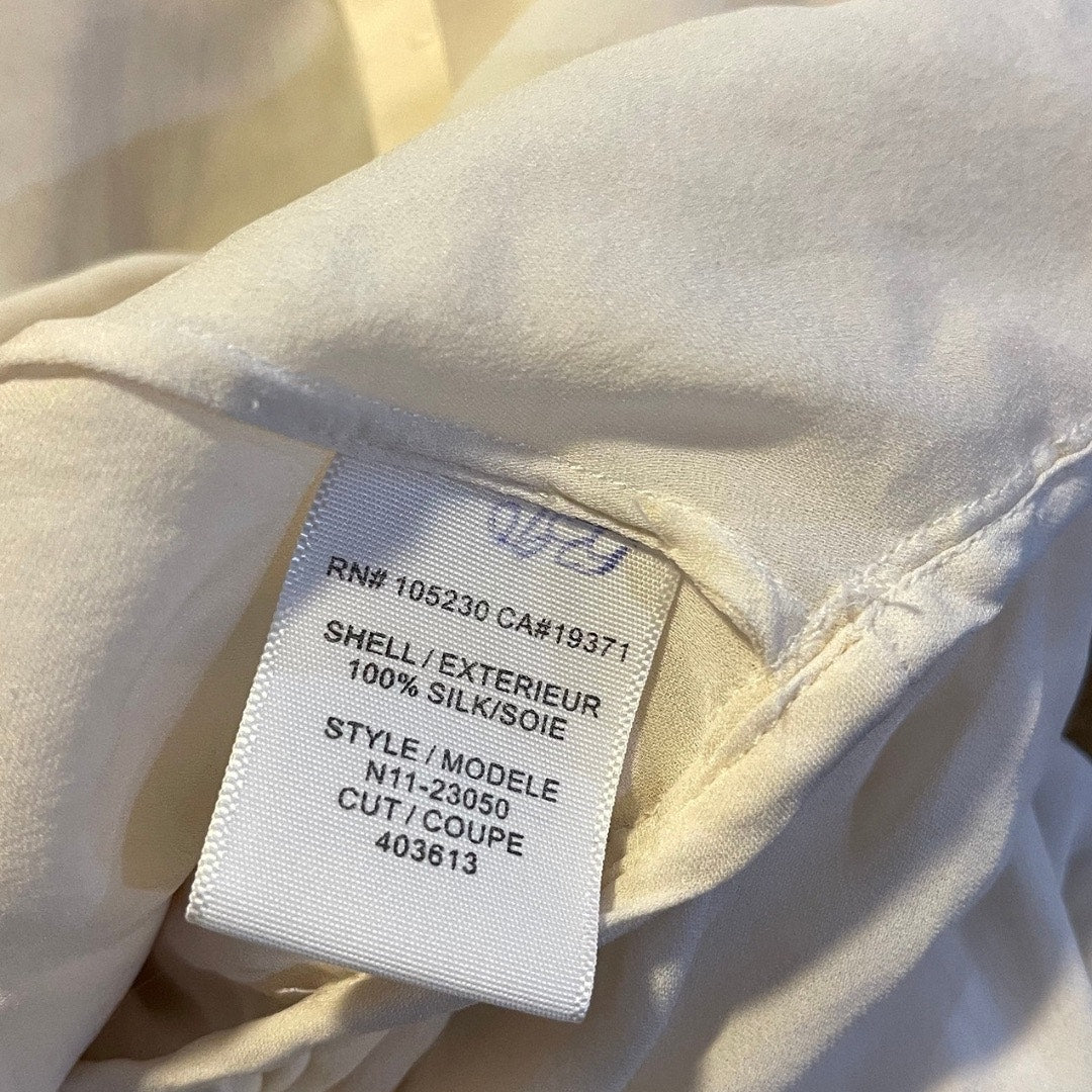Joie Ivory Silk Tiered Tie Neck Sleeveless Blouse Size Small Classy Career