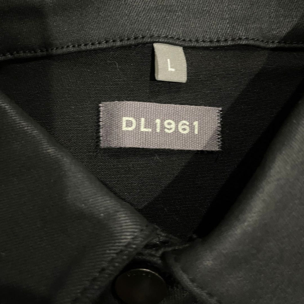 DL1961 Zita Long Sleeve Shirt Black Coated Denim Size Large Biker chic