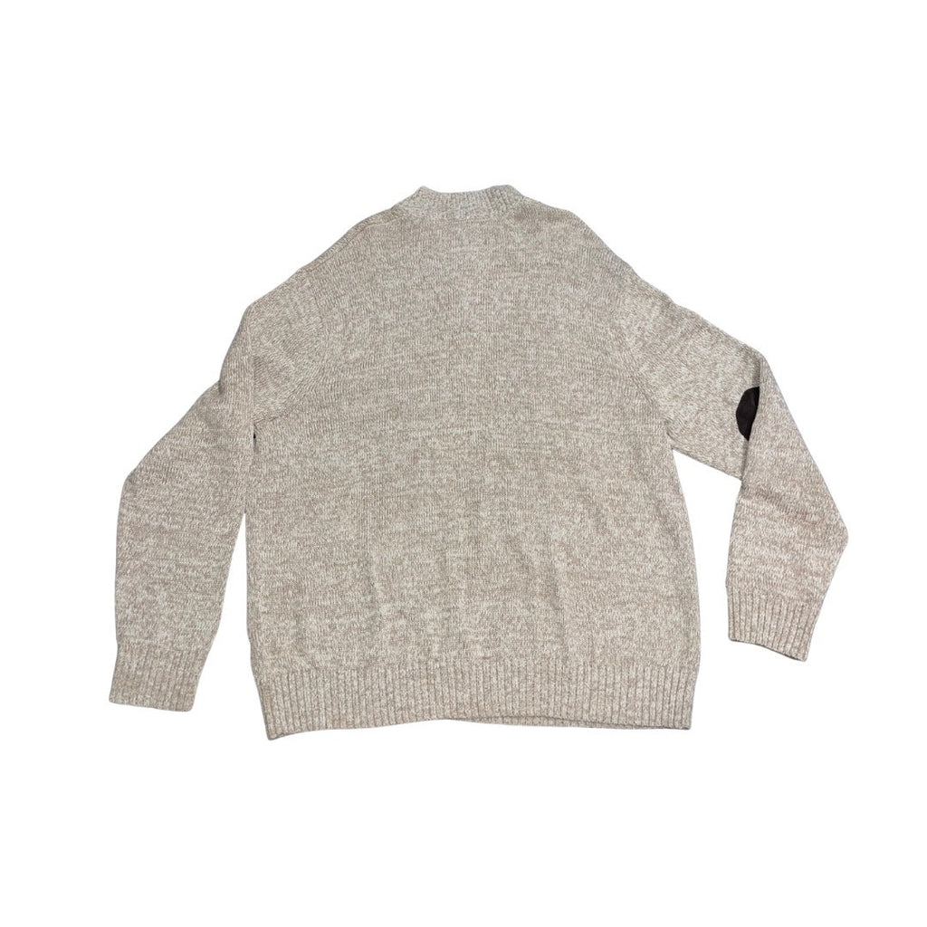 Chaps Men's Brown Quarter Button Knit Sweater Long Sleeve elbow Patch Grandpa Core Size 3XL