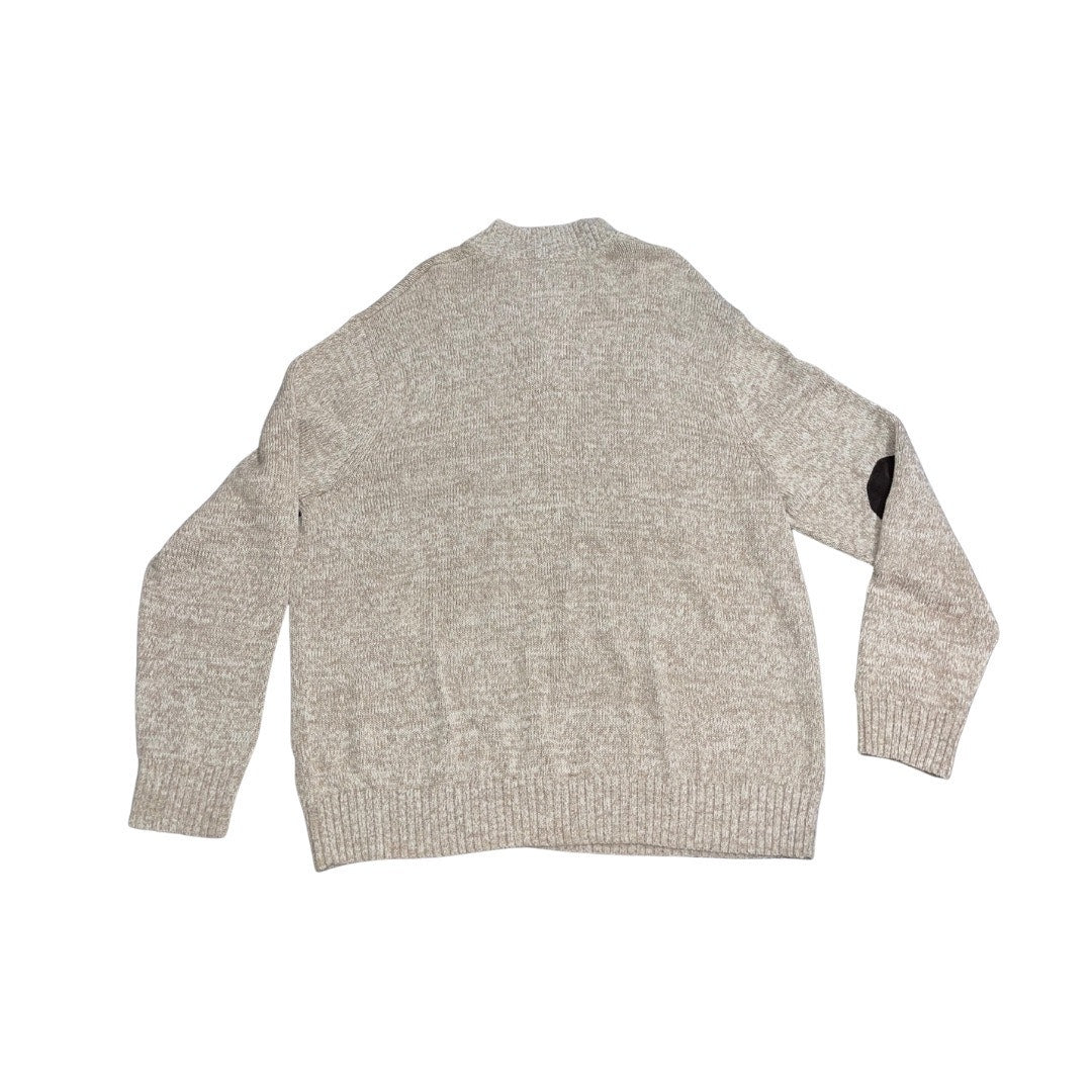 Chaps Men's Brown Quarter Button Knit Sweater Long Sleeve elbow Patch Grandpa Core Size 3XL