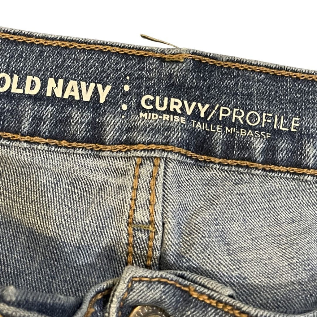 Old Navy Curvy Profile Mid Rise Straight Leg Denim Jeans 14S Streetwear Flaw