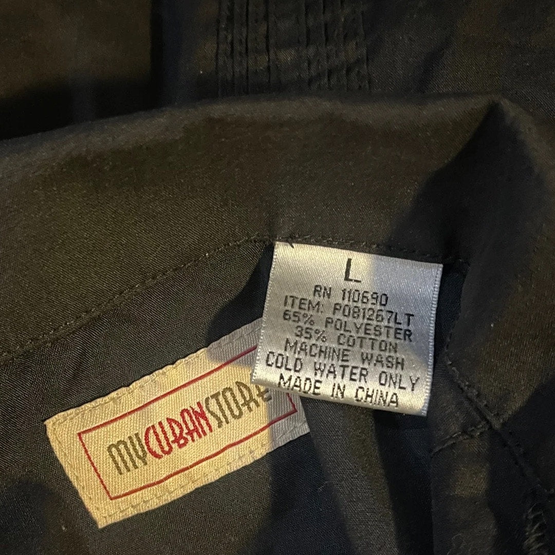 Don Julio Tequila Guayabera Short Sleeve Black Button Up Shirt Size Large Mexico