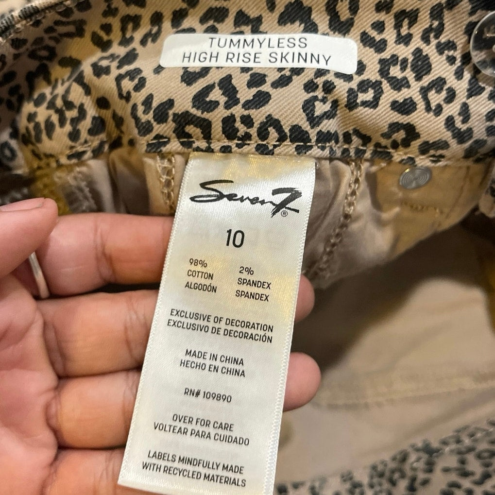 Seven7 Tummyless High Rise Stretch Leopard Print Skinny Jeans Pants SZ 10 Chic