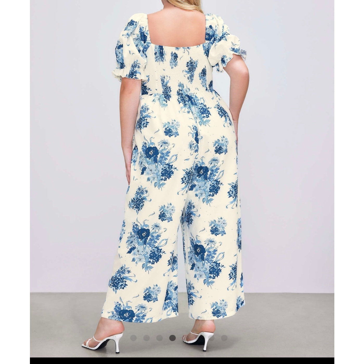 CIDER SQUARE NECK PUFF SLEEVE FLORAL JUMPSUIT CURVE & PLUS SIZE NWT