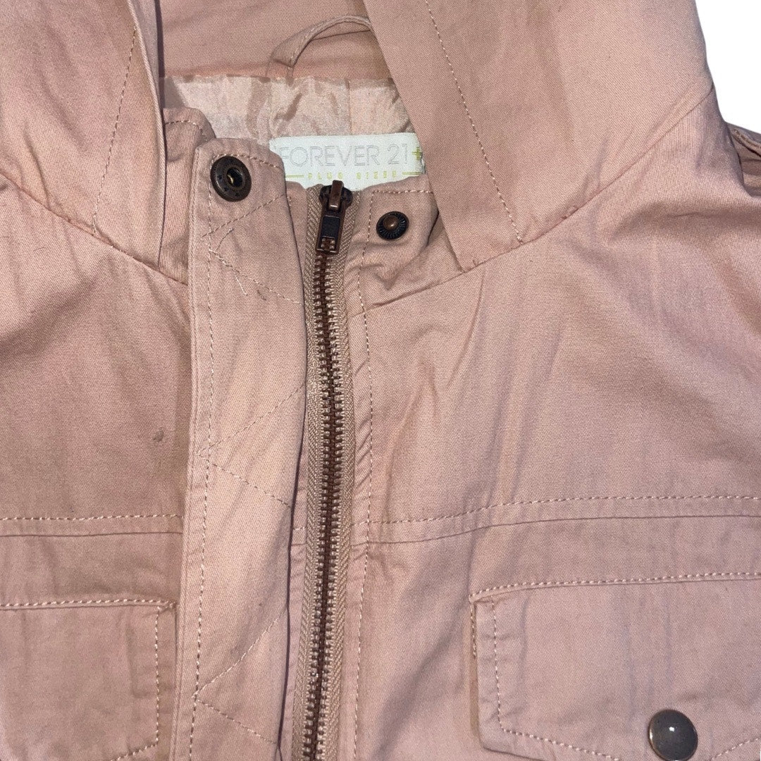 Forever 21 Mauve Hooded Jacket Trench Coat Plus Size 1X Fall Winter Utility NWT
