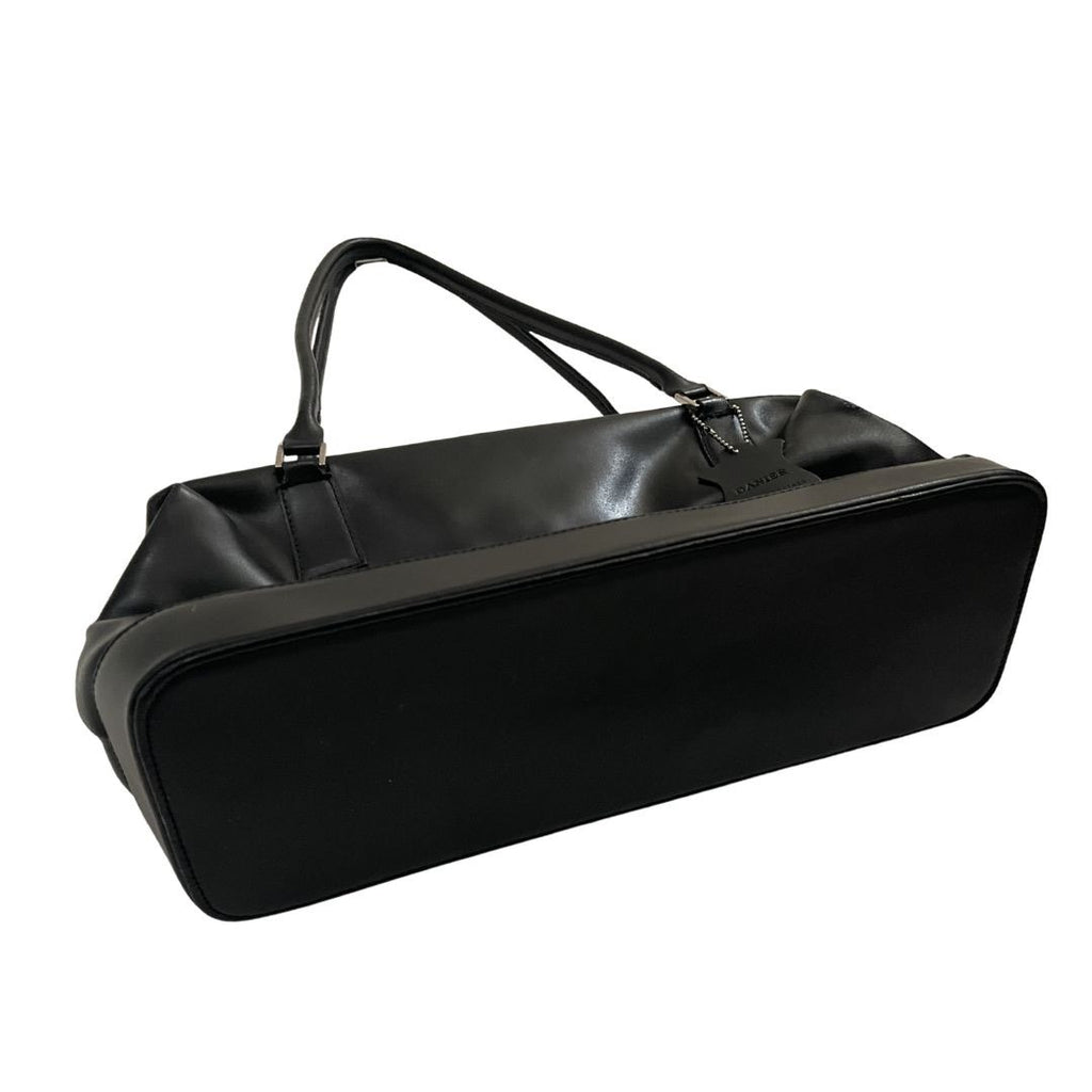 Danier Black Genuine Leather Shoulder Handbag Bowling Bag Fashionable Chic