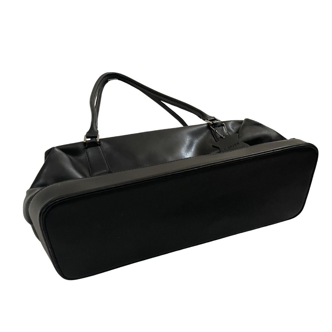 Danier Black Genuine Leather Shoulder Handbag Bowling Bag Fashionable Chic