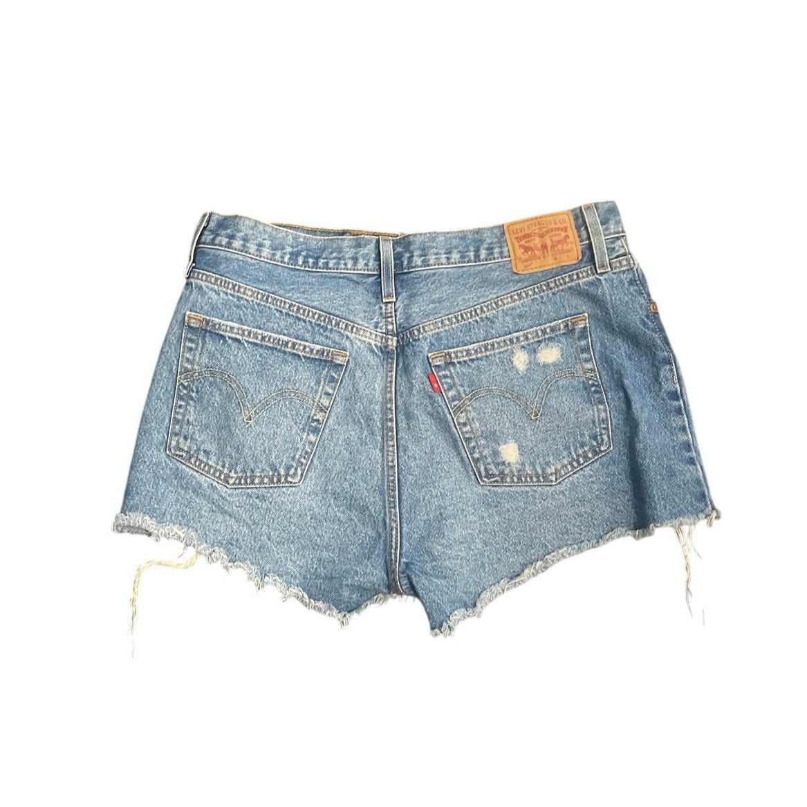 Levi's 501 Cut-Off Jean Shorts Medium Wash Distressed Denim High Rise Size 33