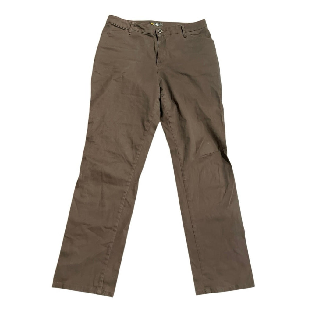 Lee Relaxed Fit Straight Leg Mid Rise Brown Chino Pants Size 10 Casual Preppy