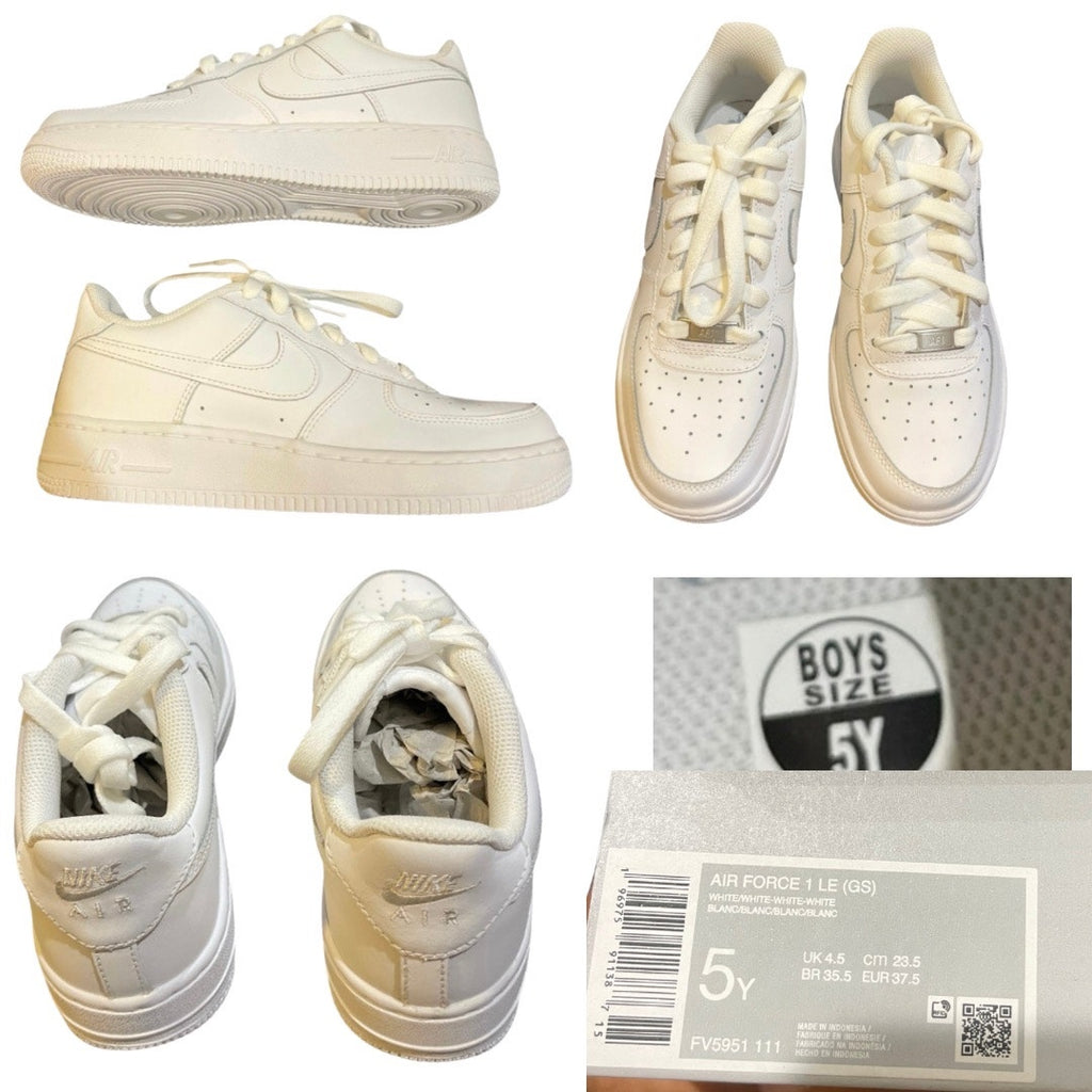 Nike Air Force 1 Low Top Sneakers Shoes Triple White You SZ 5 NWB Streetwear