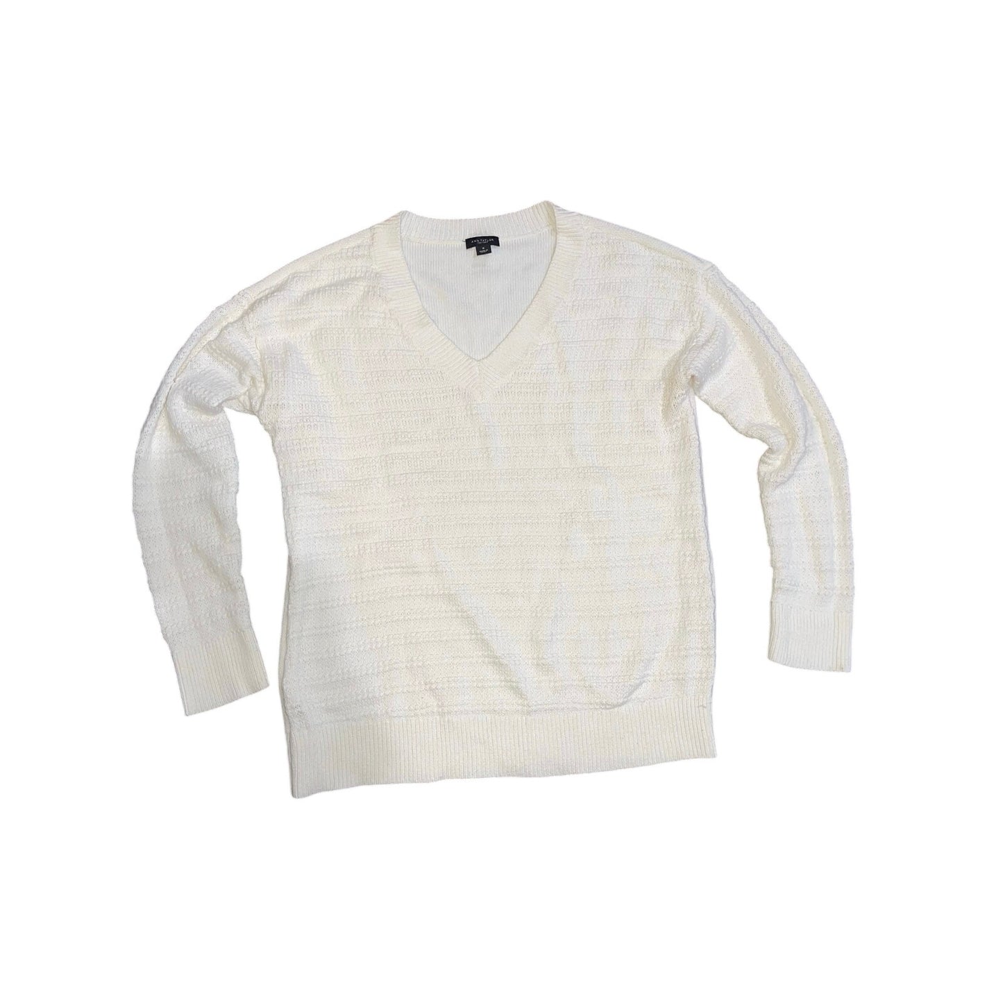 Ann Taylor Cream White V-neck Knit Sweater