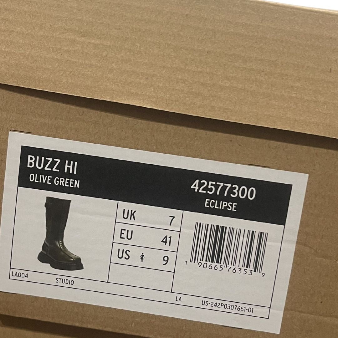 Dr. Martens Buzz High Eclipse Platform Leather Tall Boots Olive Green US 9 NWB