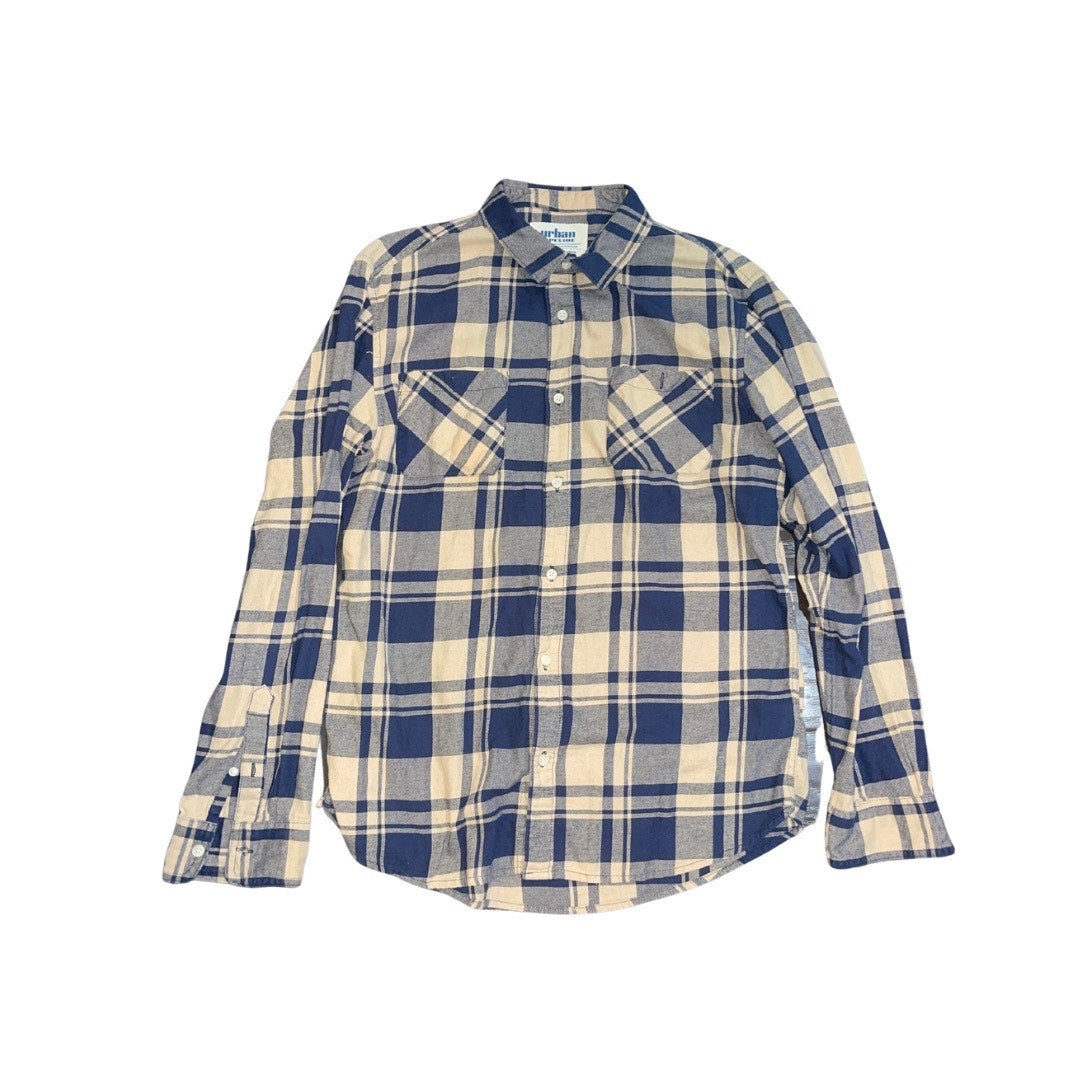 Urban Pipeline Plaid Flannel Long Sleeve Shirt Size Large Button up
