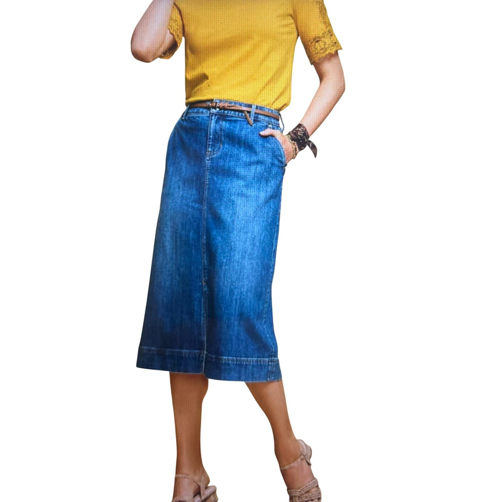 Talbots Denim A-line Midi Skirt Cardiff Wash Size 12 NWT Prairie Western Cottage