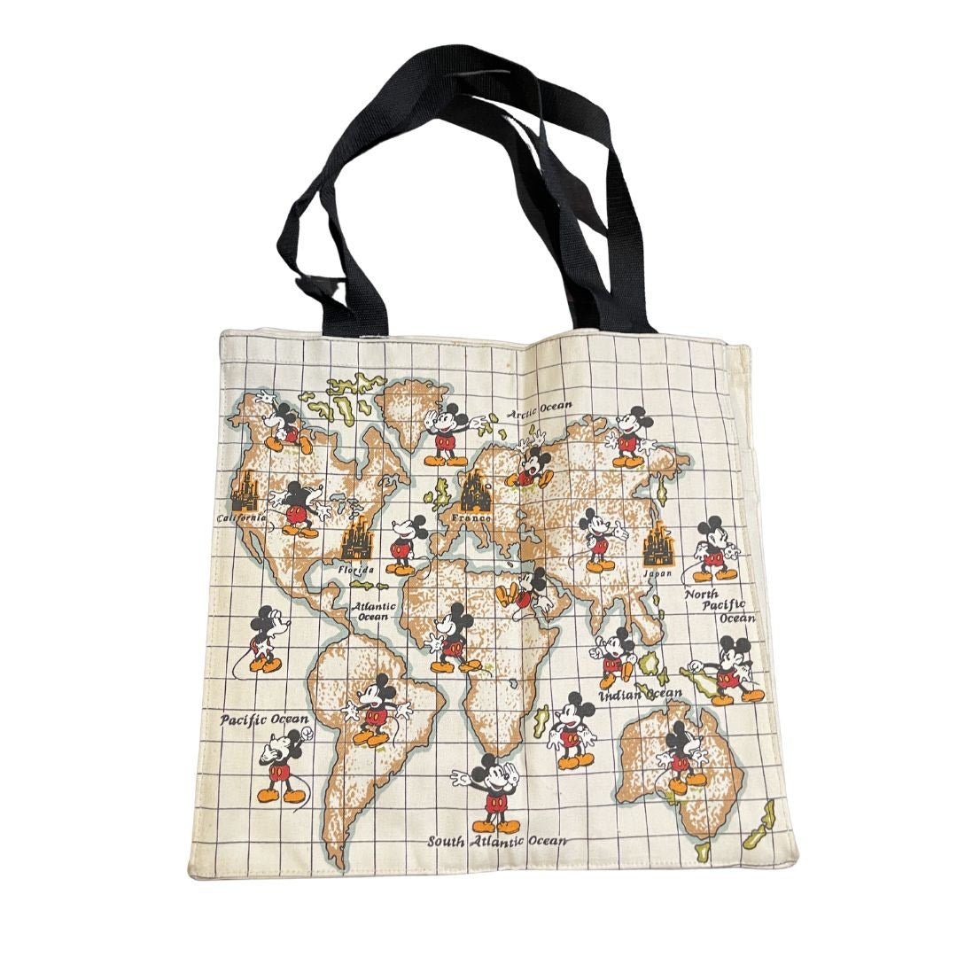 Walt Disney Company Mickey Mouse Around the World Canvas Tote Bag Vintage NWT