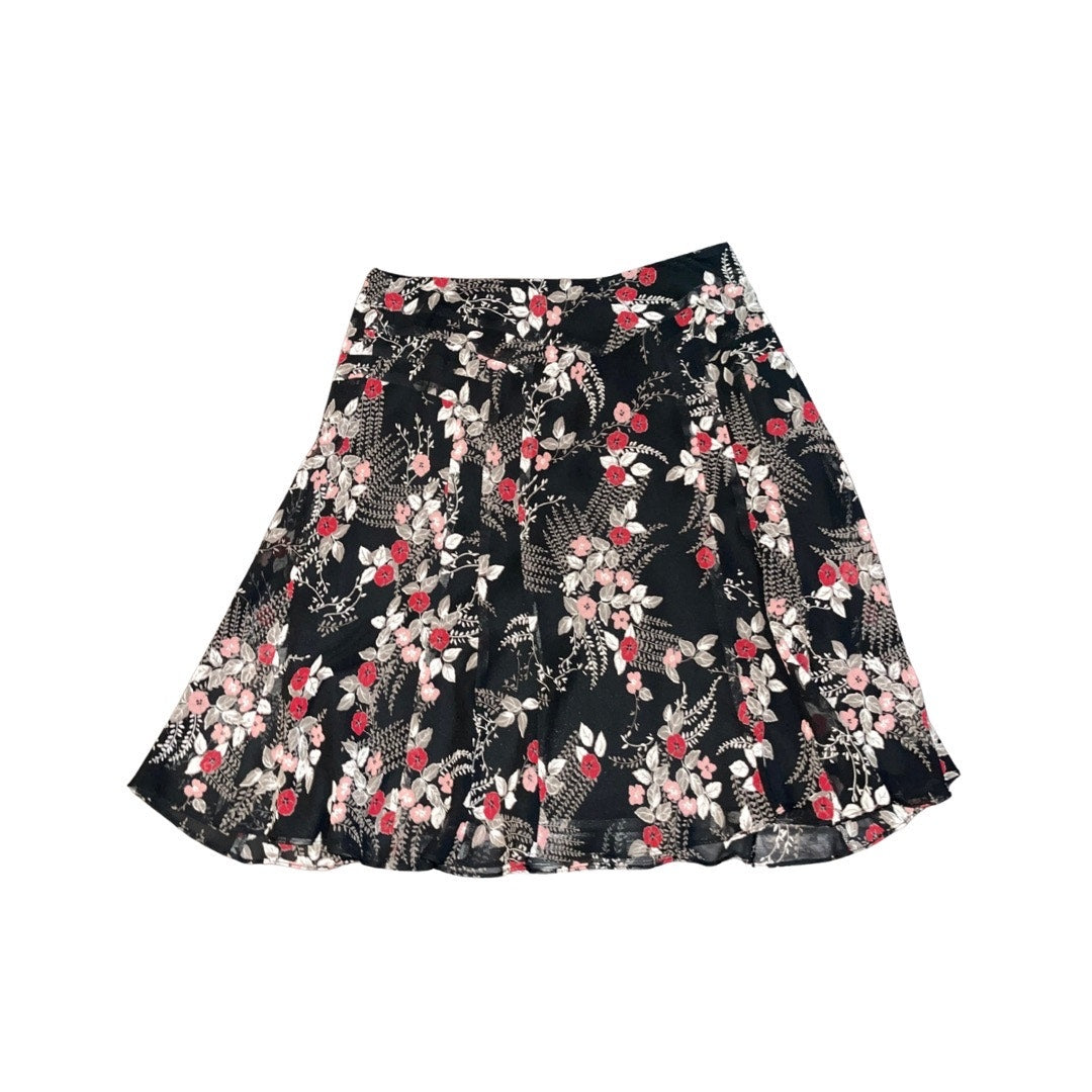 Ann Taylor Loft Lined Skirt Floral Flutter Hem Size 0 Y2K Garden 90's Brunch