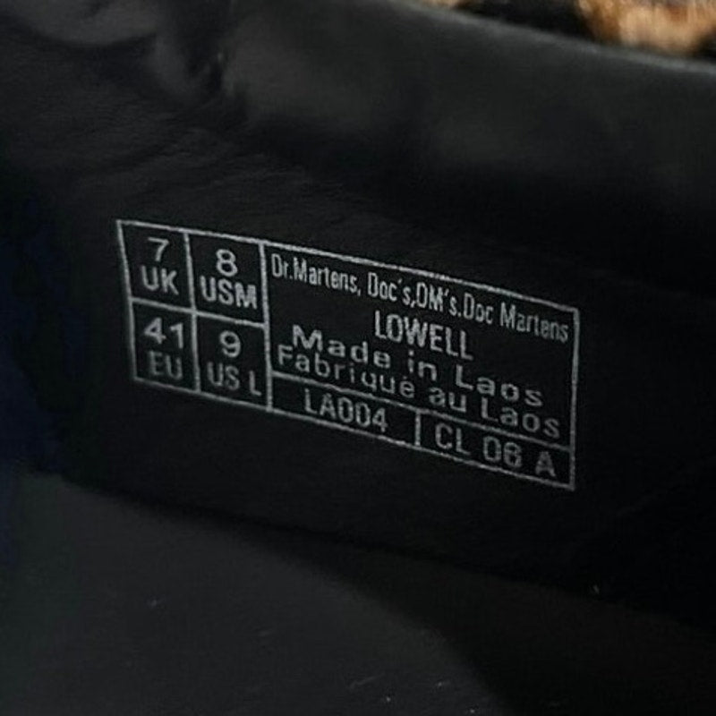 Dr. Martens Lowell Leopard Print Moc Toe Shoes Hair On SZ 9 NWB Lace up Oxford