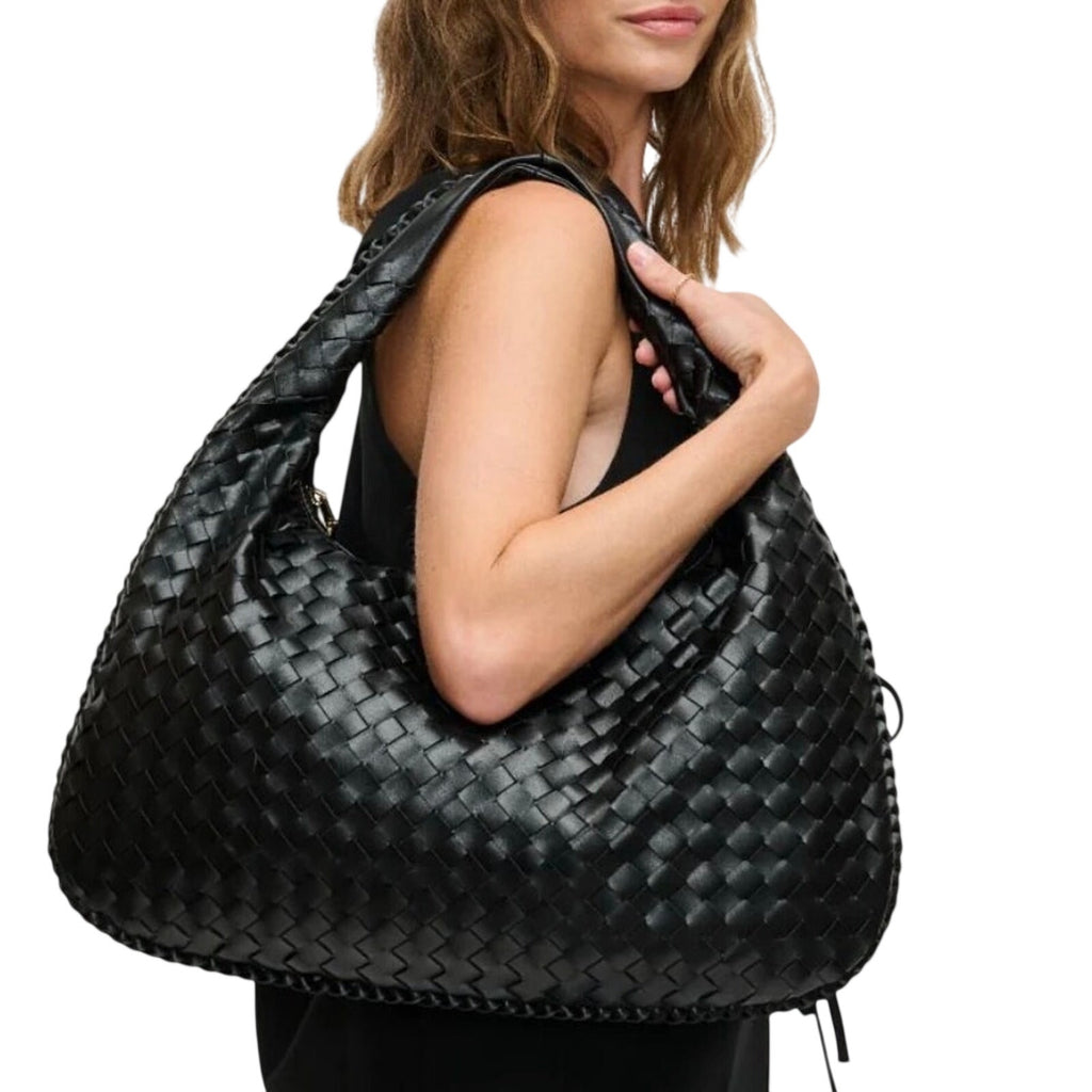 Urban Expressions Victoria Slouchy Hobo Vegan Leather Woven Braided Handbag