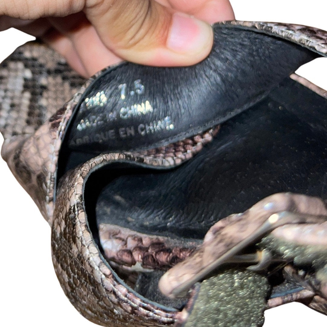 Jeffrey Campbell "Amma" Snake Print Platform Shoes Size 7.5 BLock Heel Open Toe