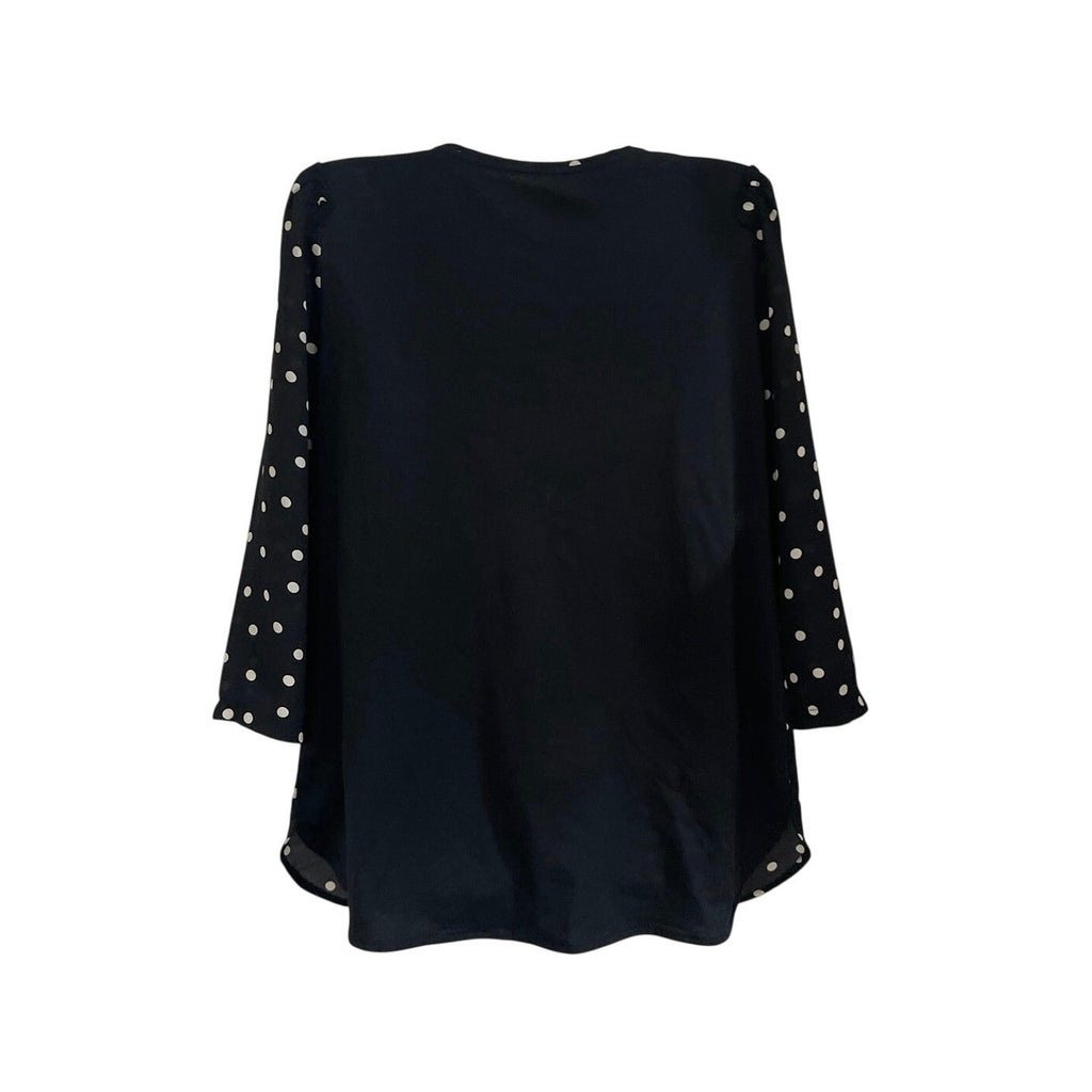 Van Heusen Black White Polka Dot Blouse Size Medium Office Chic Classy Modern