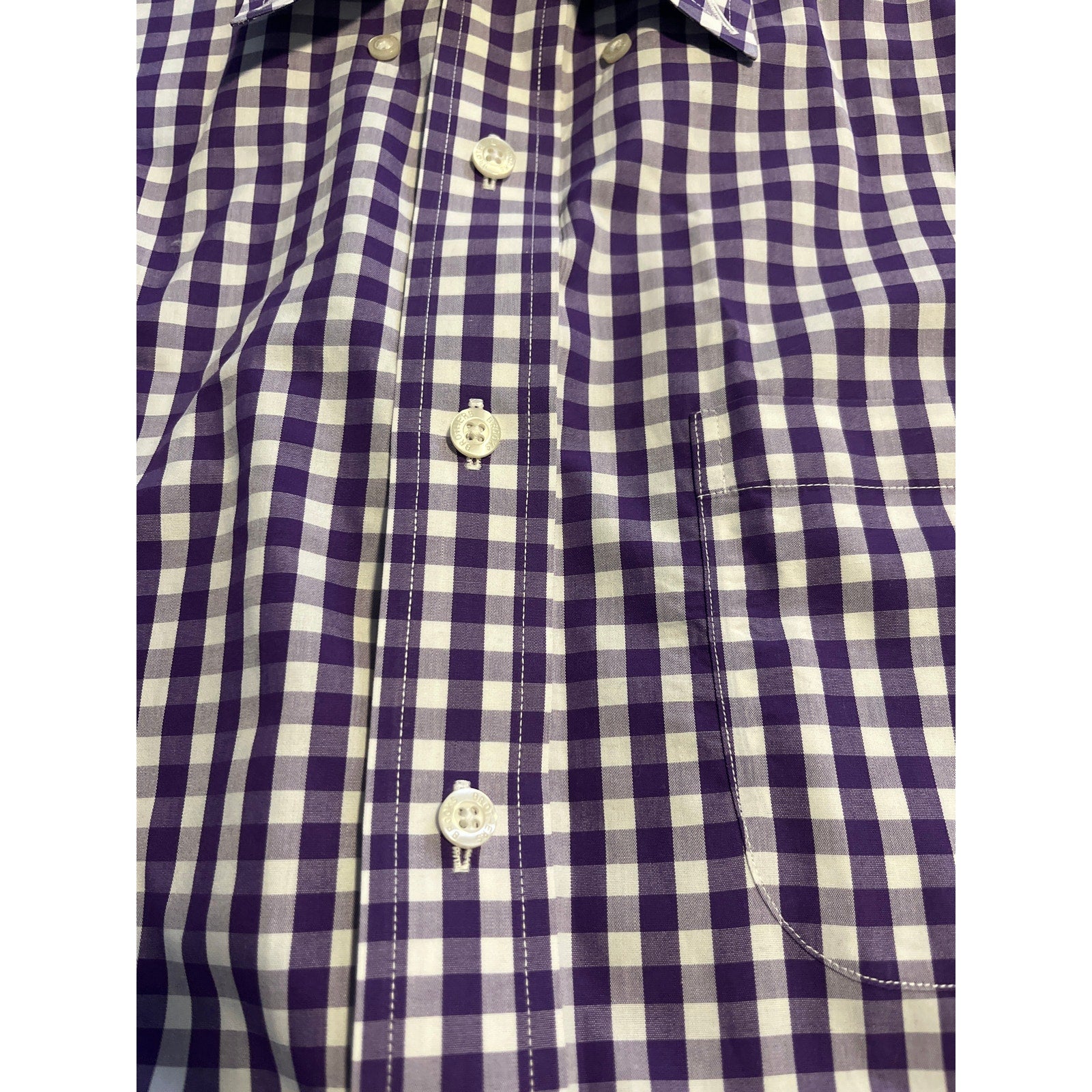 Brooks Brothers original polo shirt plaid Collar non iron Button up dress long sleeve