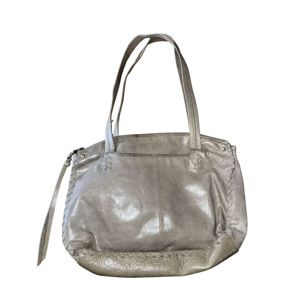 Hobo the Original Gray Genuine Leather Double Shoulder Bag Purse Floral Lining