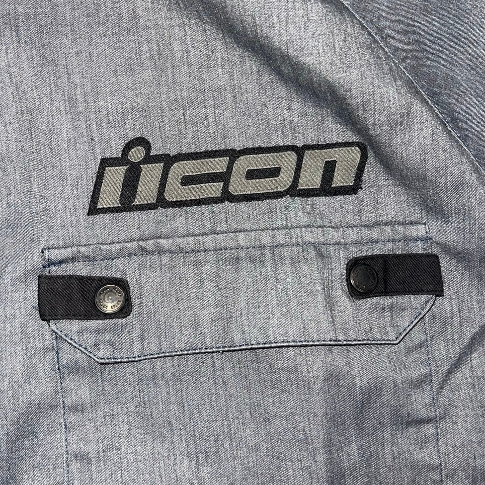 Icon The Scofflaw Mechanic Graphic Mens Short Sleeve Work shirt Gray Size 2XL