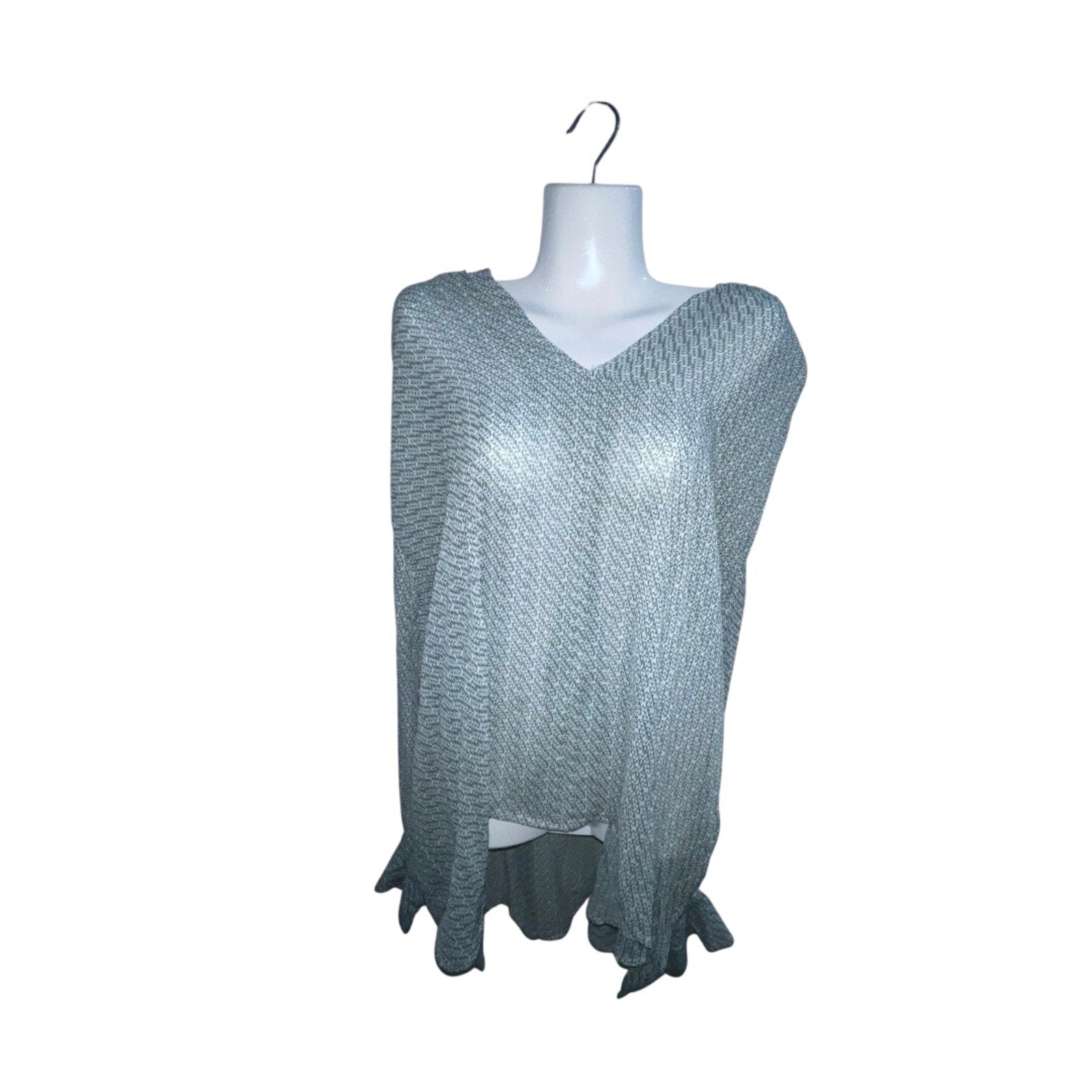 Rag & Bone Carly Chiffon Top Green Multi Blouse Size Large Chic Semi Sheer