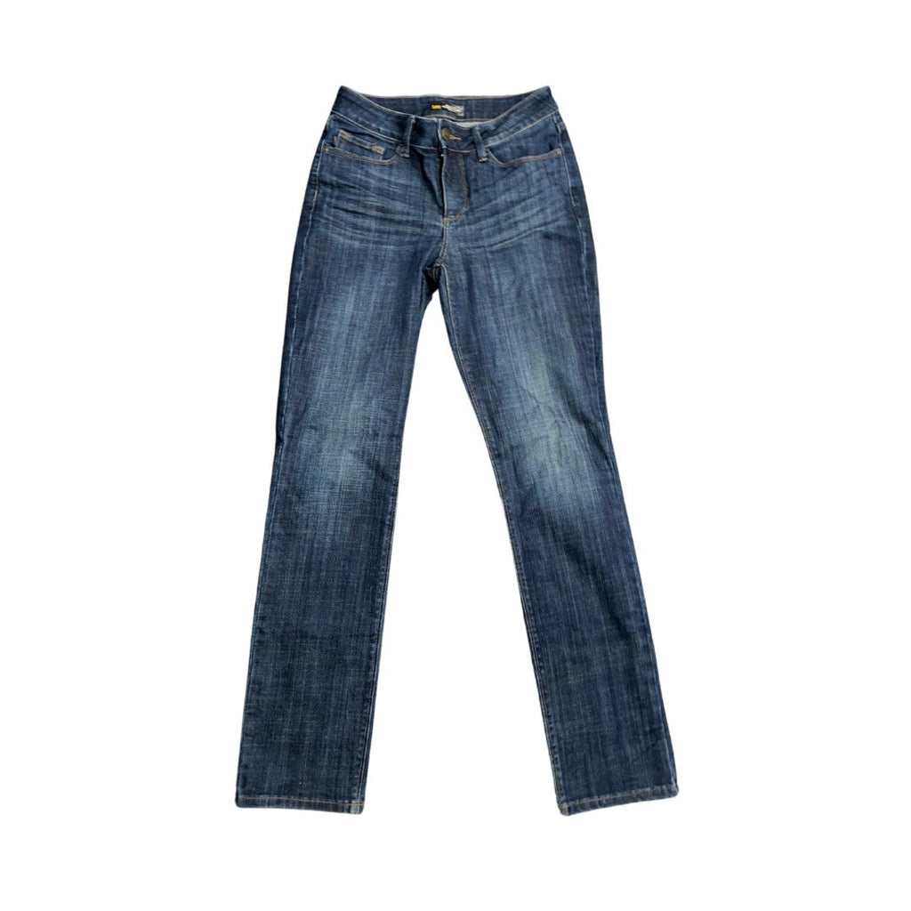 Lee Women's regular fit straight leg mid rise dark blue wash denim jeans Size 6 L