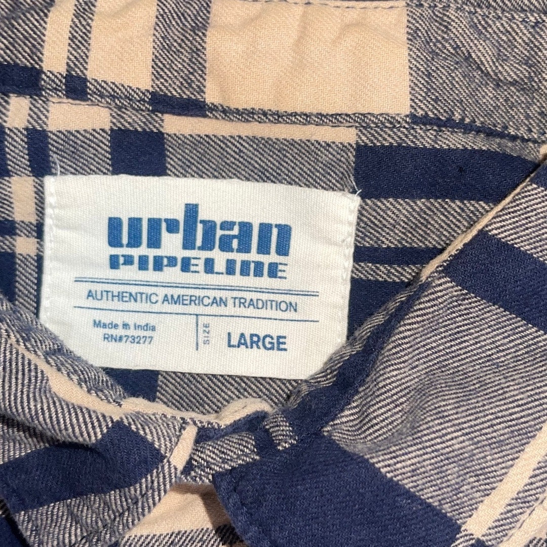 Urban Pipeline Plaid Flannel Long Sleeve Shirt Size Large Button up