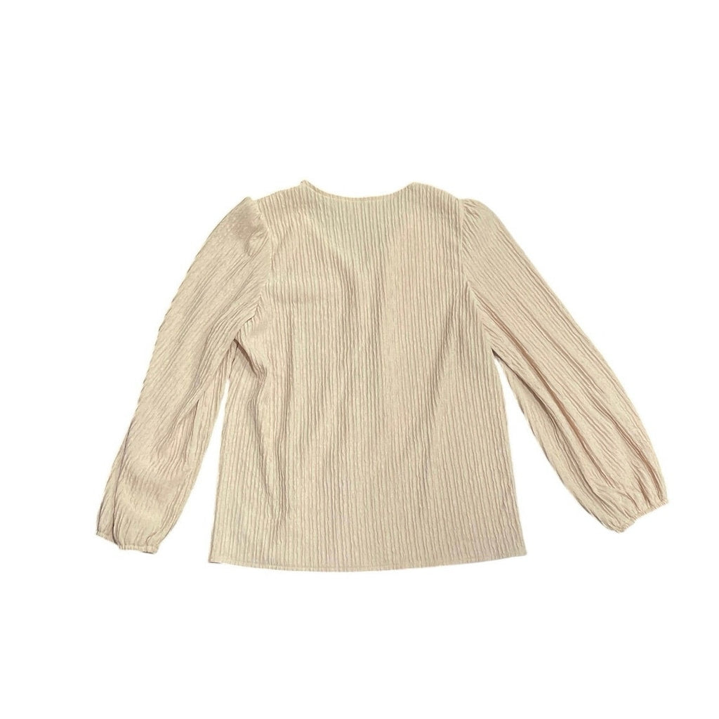 Dazy V-Neck Crinkle Button Long Sleeve Blouse SZ S Flowy Lightweight Casual