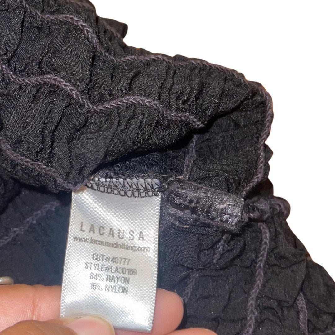 LACAUSA Smocked Midi Dress Cap Sleeve Bodice Size XS Stretch