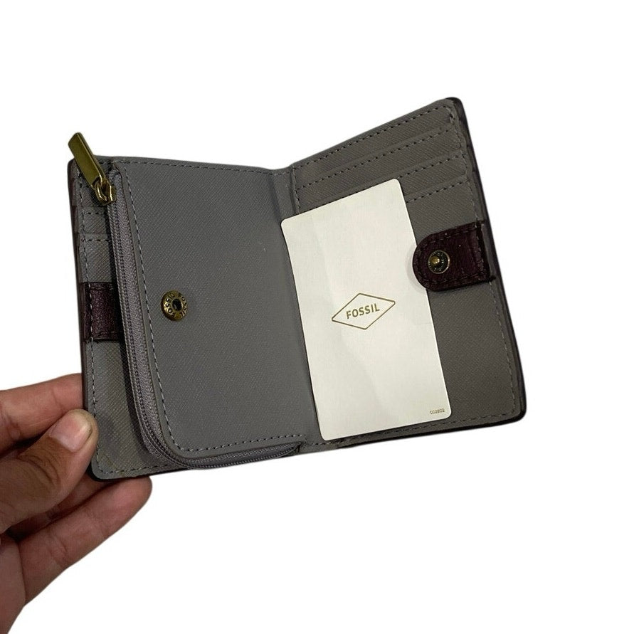 Fossil Leather Bifold Mini Wallet Bohemian Southwestern Western Zip-Around Coin