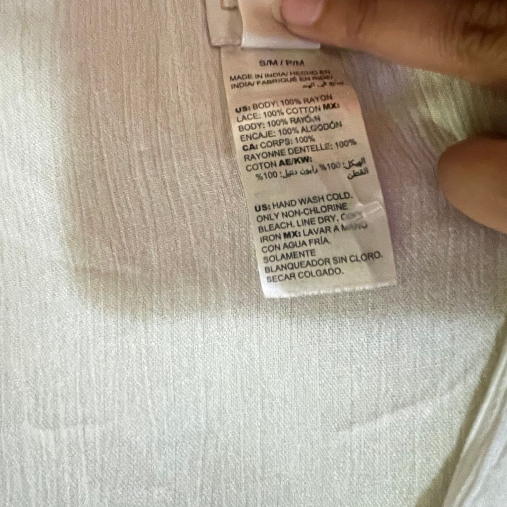 Chicos White with Black Woven Fringe Poncho Style Shawl Wrap Size S/M