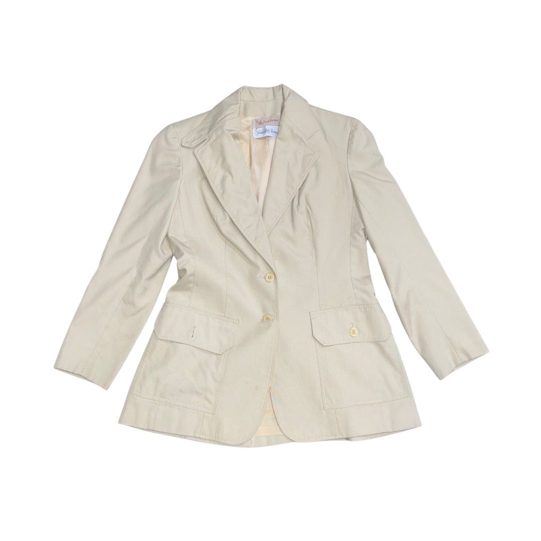 Vintage Evan Picone Saks Fifth Avenue Blazer Size 8 Career Office Beige Twill