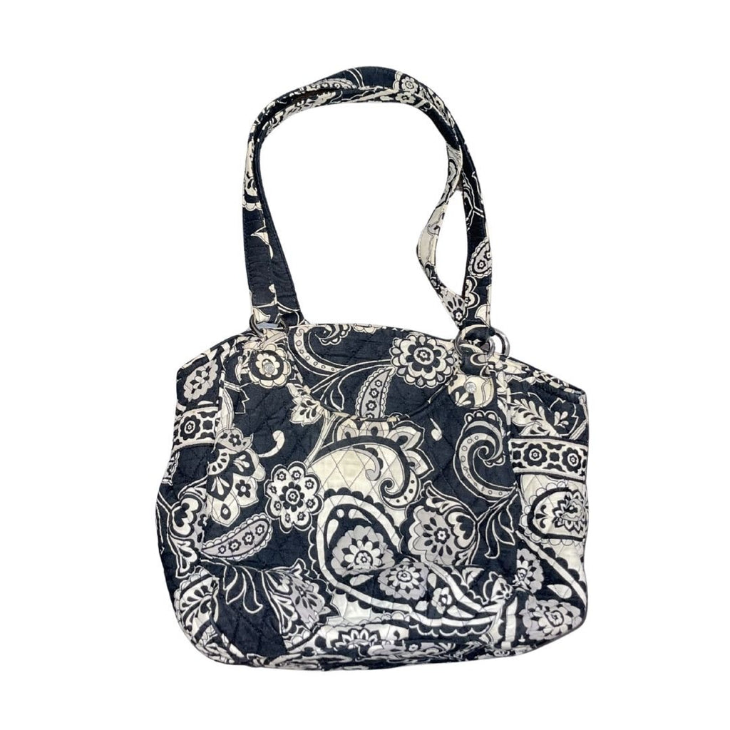 Vera Bradley Glenna Satchel Quilted White Black Paisley Shoulder Handbag Tote