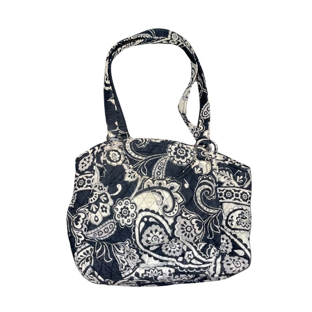 Vera Bradley Glenna Satchel Quilted White Black Paisley Shoulder Handbag Tote