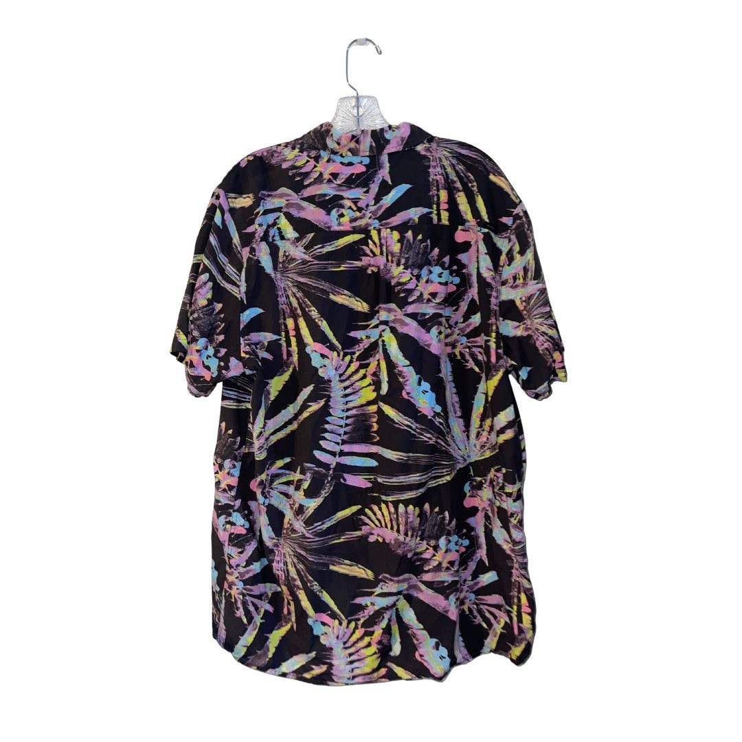 Rip Curl Glitch Short Sleeve Shirt Novelty Palm Leaf Pattern XXL Beachy Hawaiian