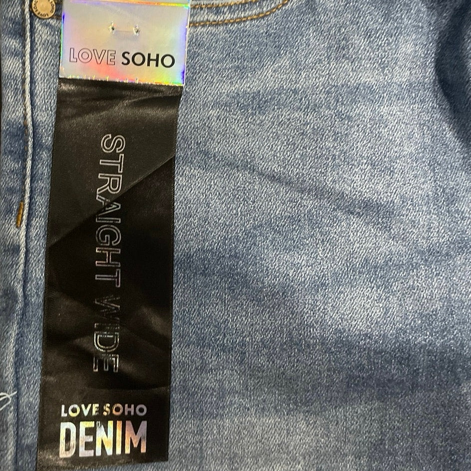 Love SOHO Wide Leg Straight High Rise Leg Denim Jeans Pants SZ 13 NWT Streetwear