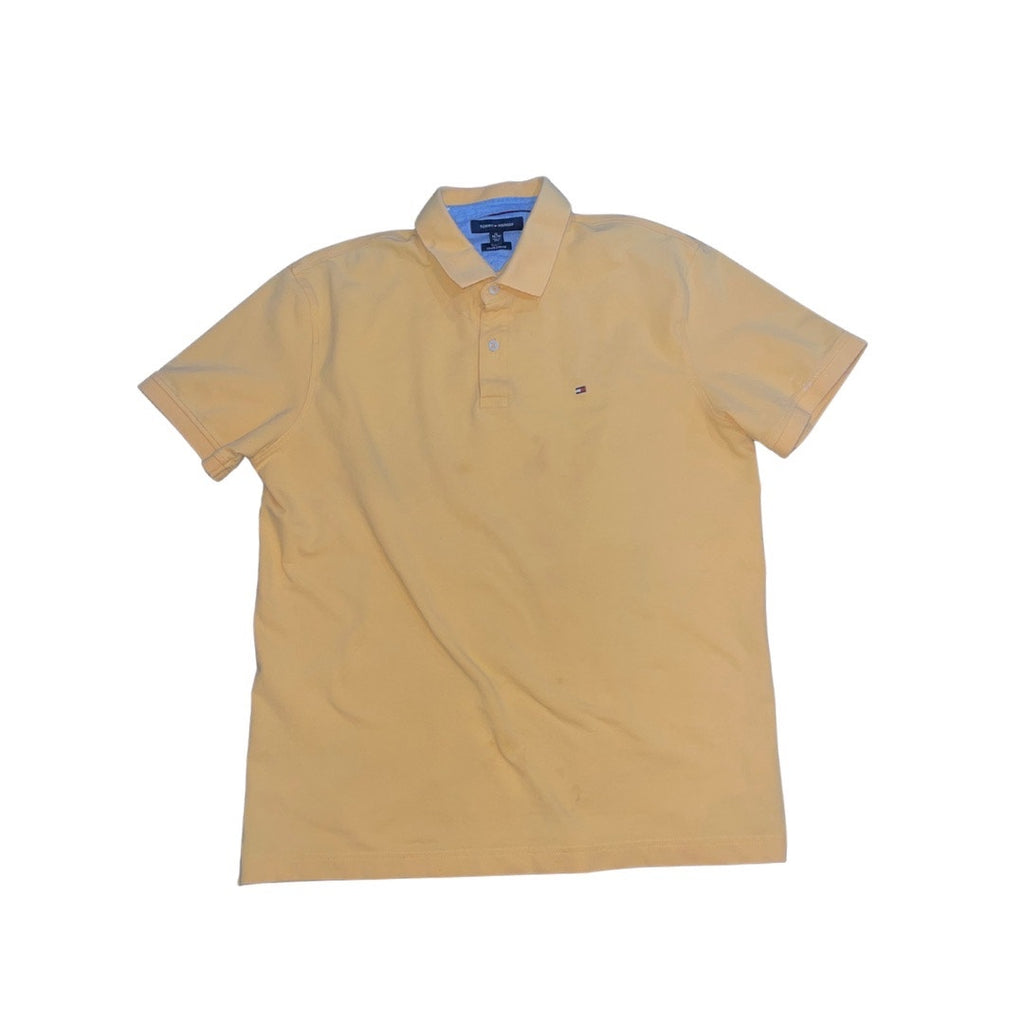 Tommy HIlfiger Logo Slim Fit Polo Size XL Yellow Business Casual Preppy Cotton