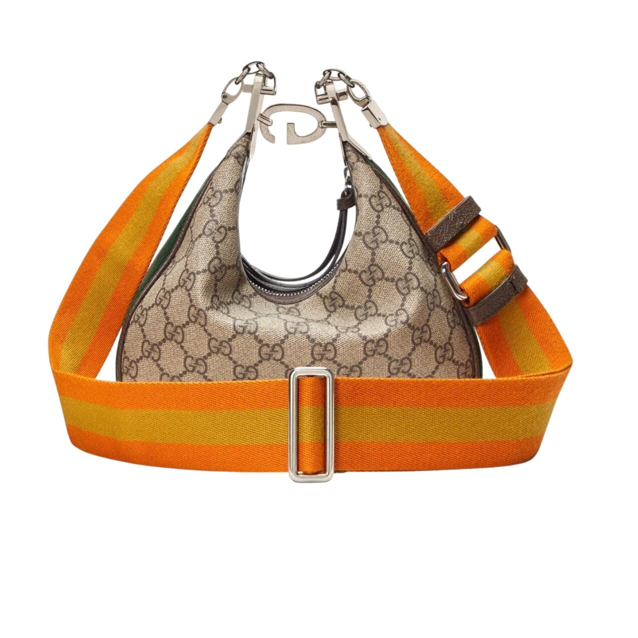 Gucci Supreme Canvas Attache Small Crossbody Purse 2 straps Moon Crescent Luxury