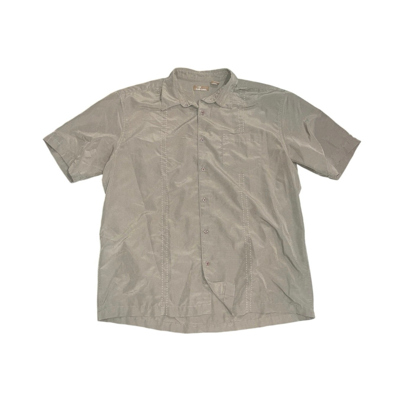 Cafe Luna Mens Guayabera Style Stitch Short Sleeve Shirt Size XL Vacation Casual