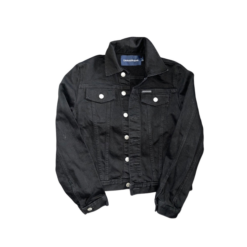 Calvin Klein Jeans Trucker Jacket Black Denim Size Small