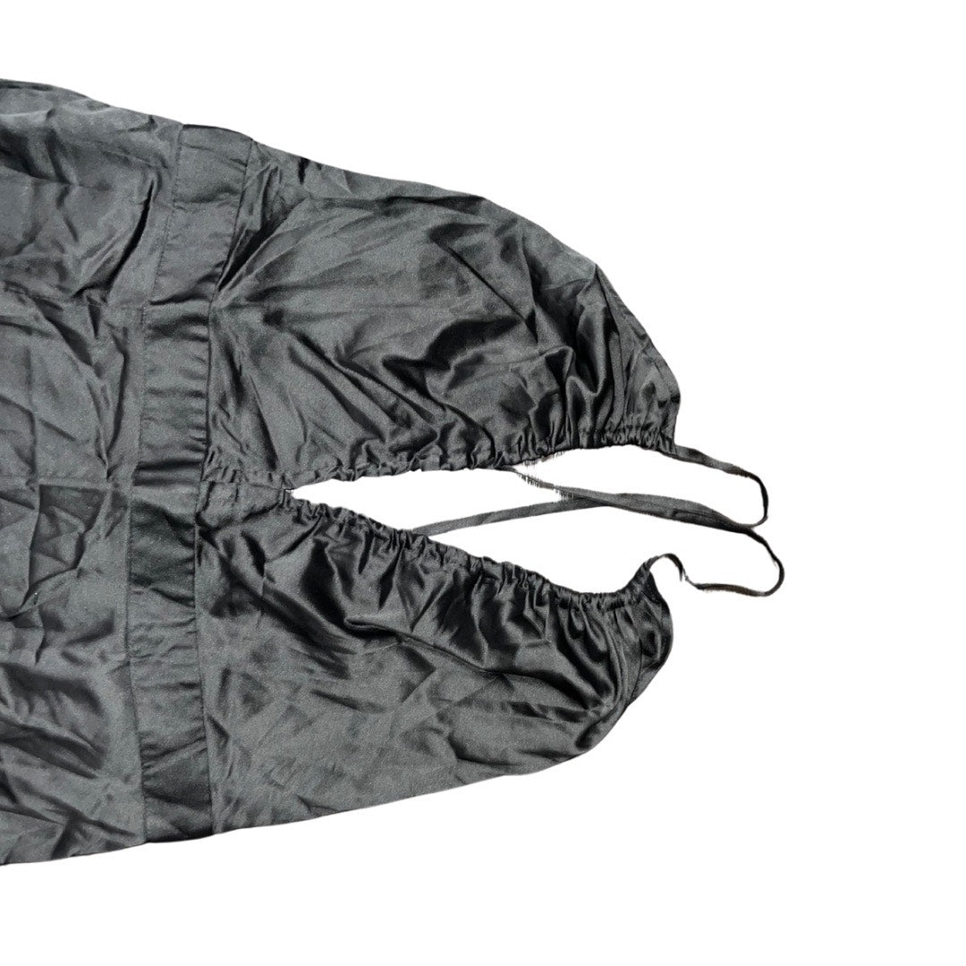 CIDER SATIN STYLE JUMPSUIT STRAPPY X CROSS STRAPS SLIT OPENING WIDE LEG NWT