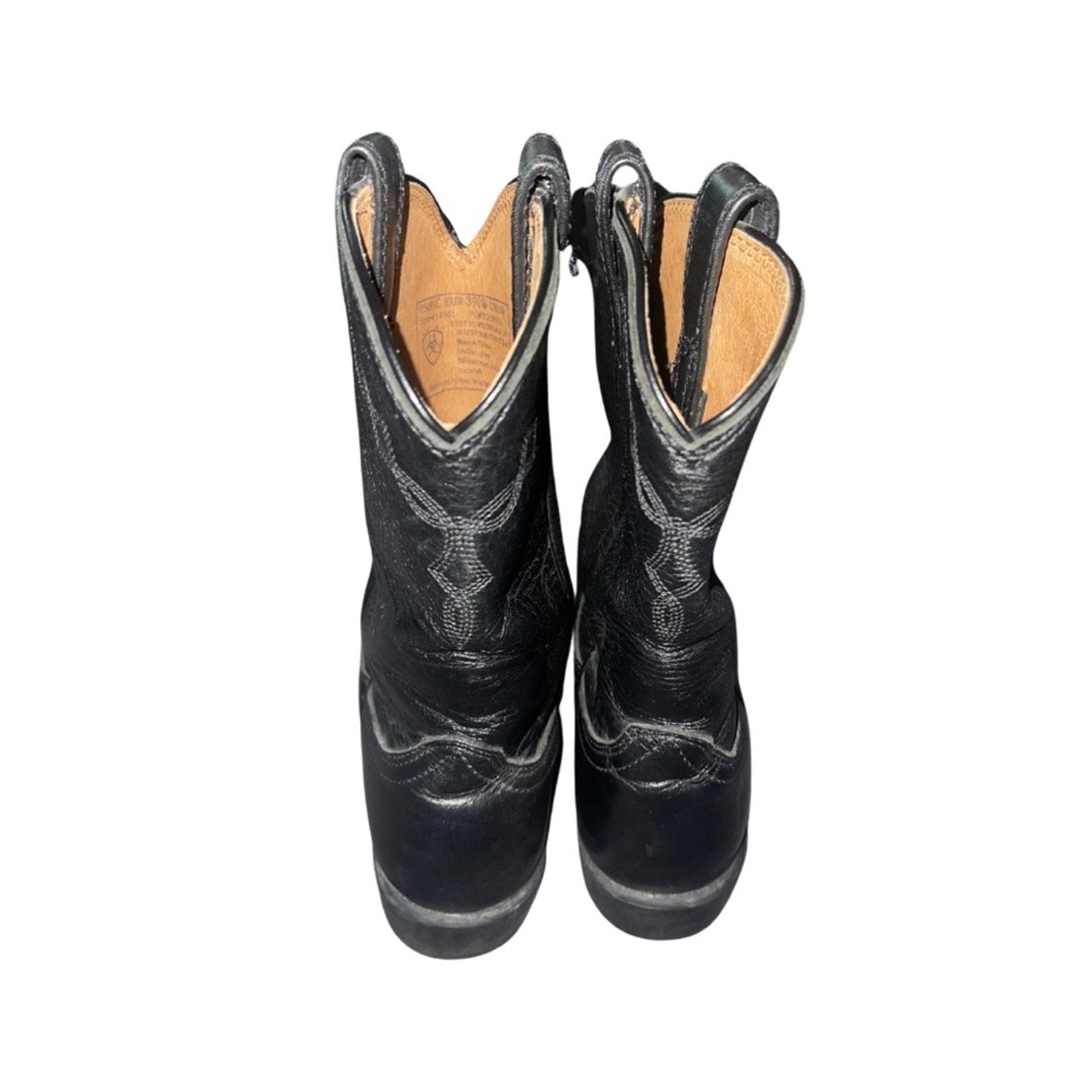 Ariat Mens Black Heritage Roper Grain Leather Western Cowboy Boots size 8.5