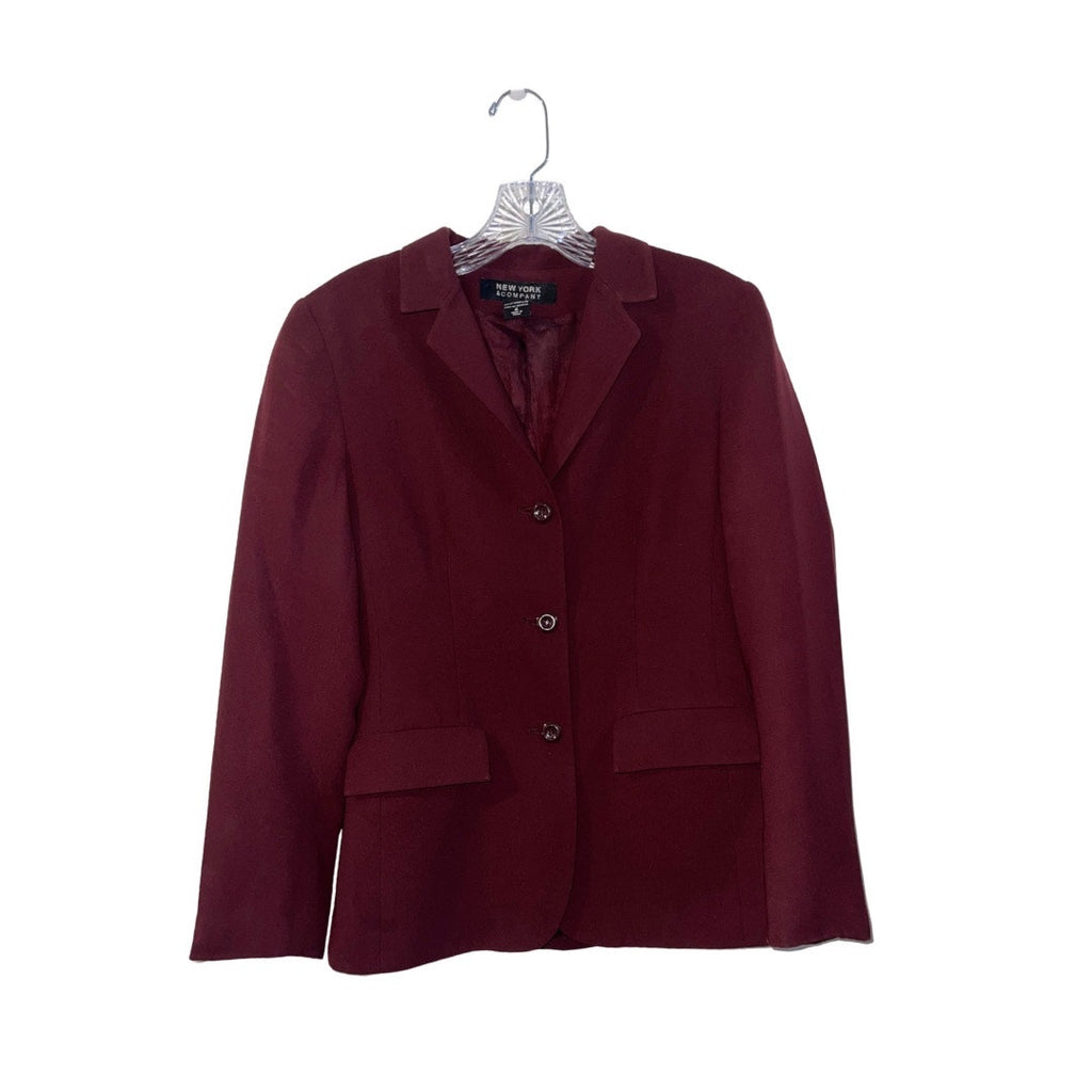 New York & Company Burgundy Blazer Size 4 Career Office Professional Chic Preppy