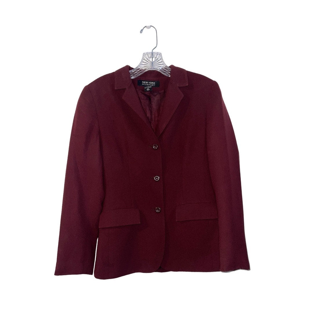 New York & Company Burgundy Blazer Size 4 Career Office Professional Chic Preppy
