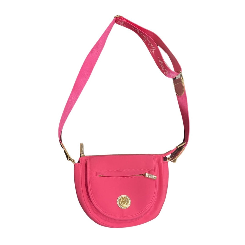 Lilly Pulitzer Giavanna Neoprene Hot Pink Crossbody Crescent Bag NEW Barbie